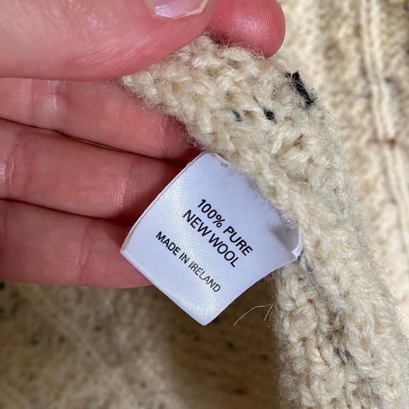 Donegal Knitters 100% Pure New Wool Cream Cable Knit Aran Cardigan Long Sweater - Picture 8 of 8